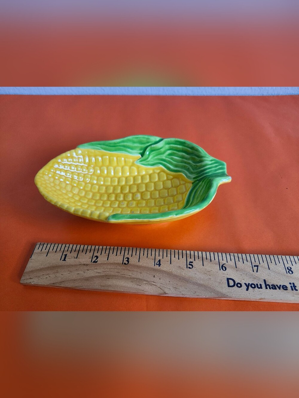 Yellow & Green Ceramic Corn Dish - Decorative Serving Bowl